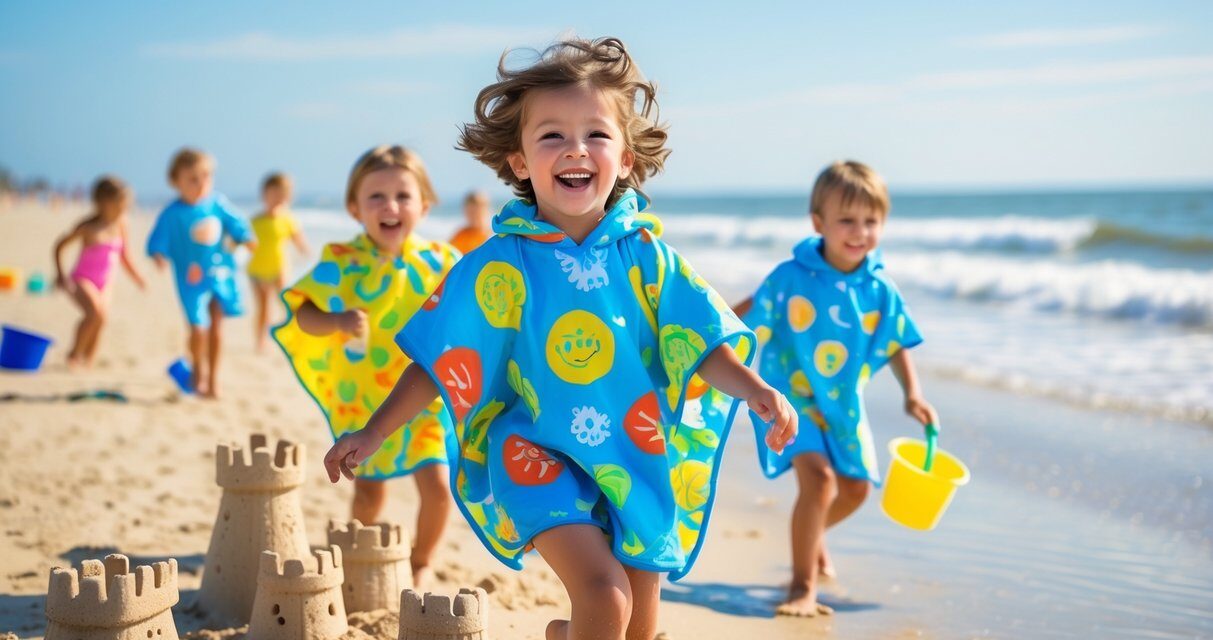 Sjove strandaktiviteter for børn med en badeponcho
