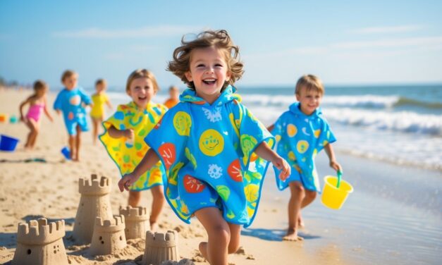 Sjove strandaktiviteter for børn med en badeponcho